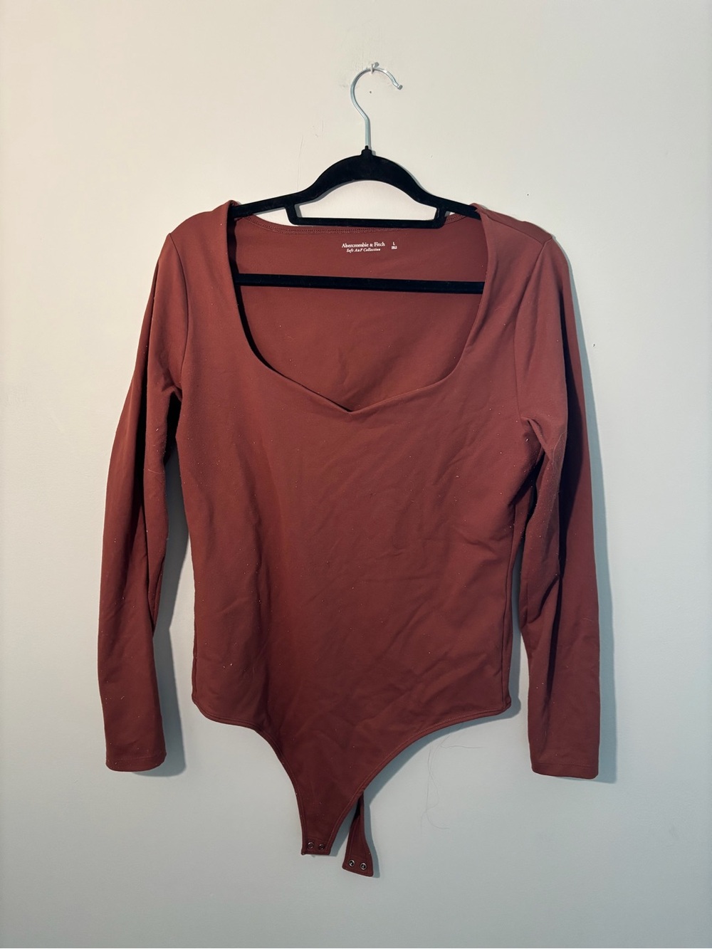 Long Sleeve Scoop Neck Bodysuit in Rust